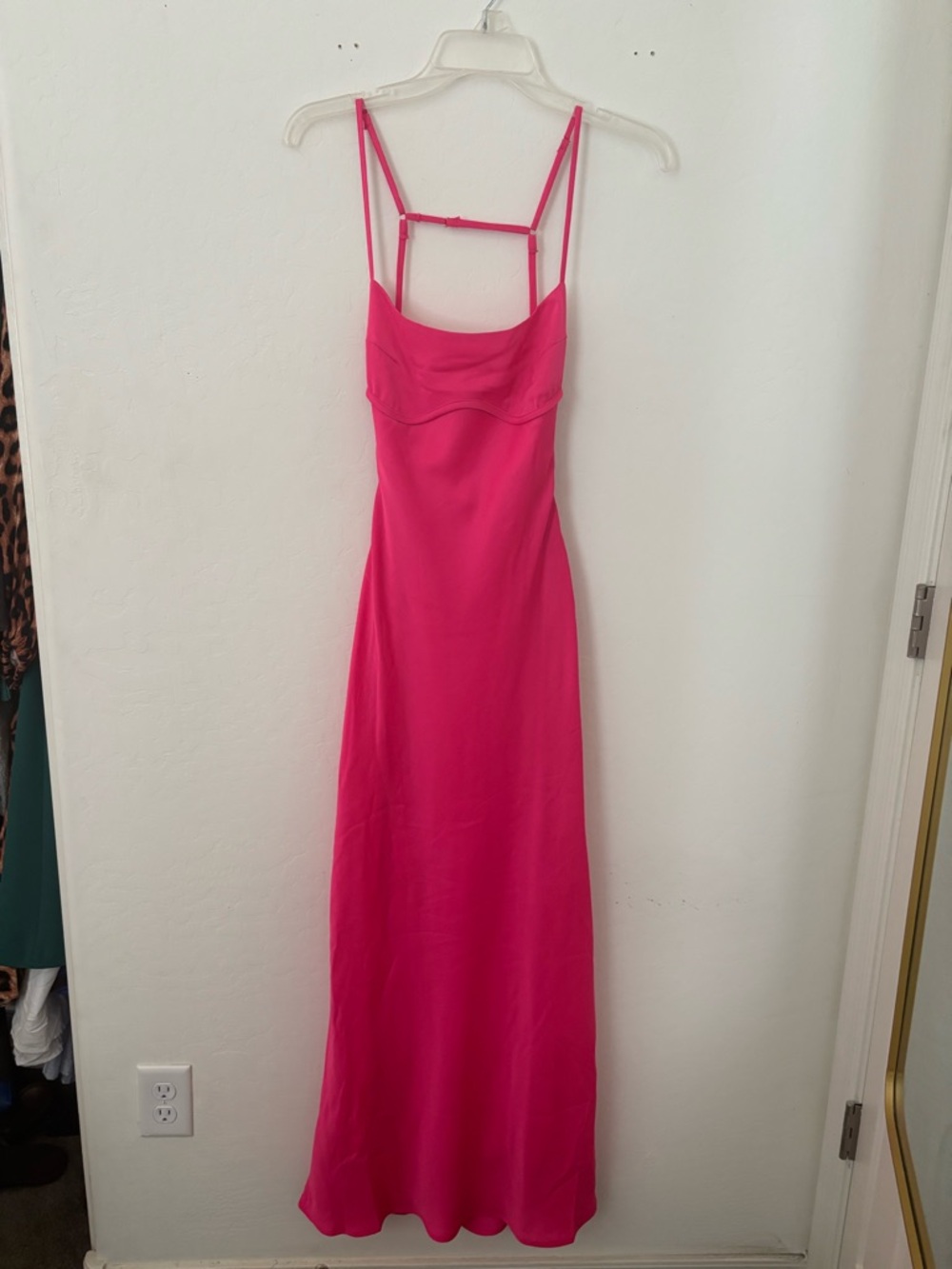 Thirty Thirty XS Hot Pink Satin Maxi Dress Open Back Slip Gown